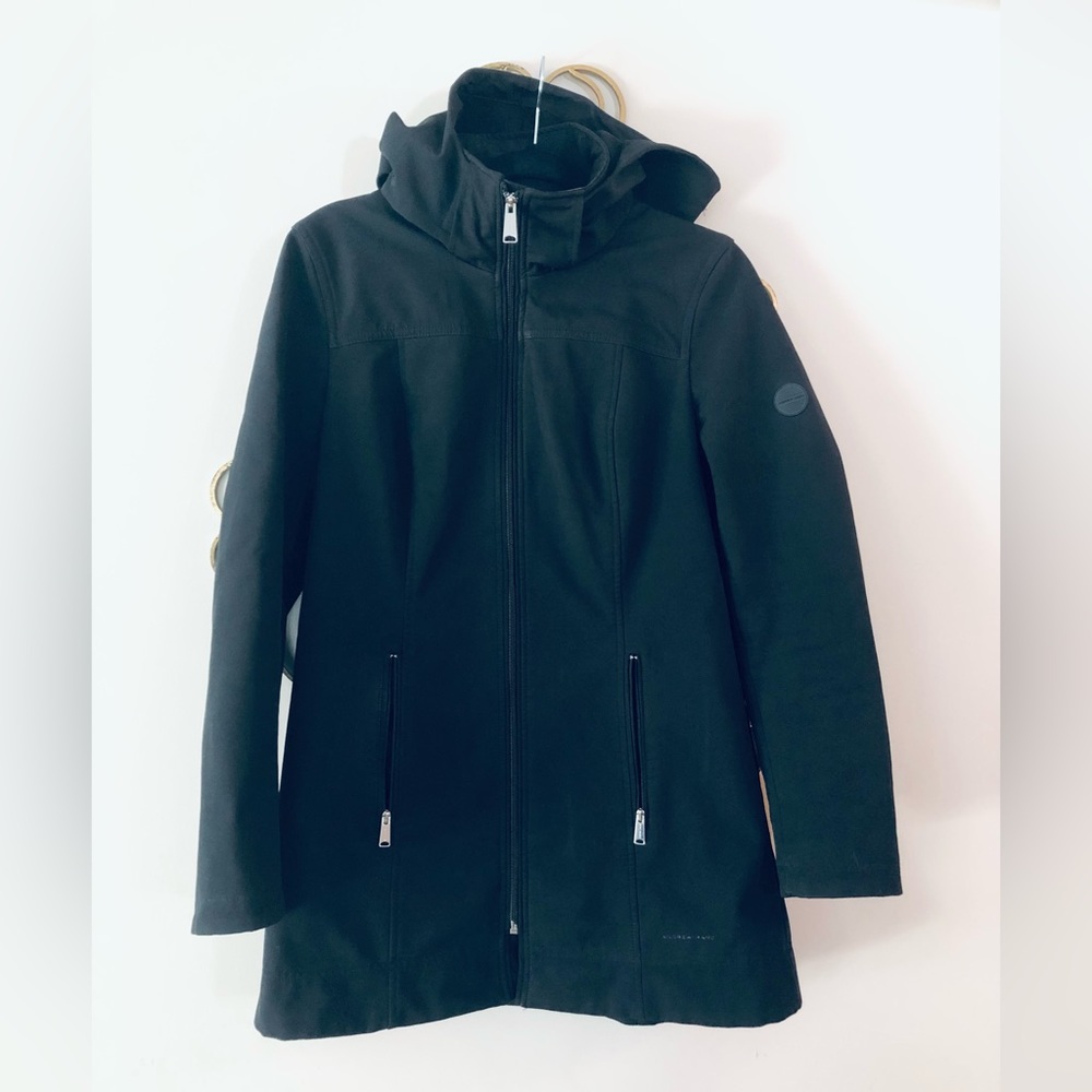 Simple black hooded jacket